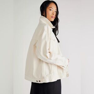 The Jolene Trucker Jacket by Free People - Ecru, XL
